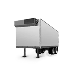 White trailer with a small cooling unit